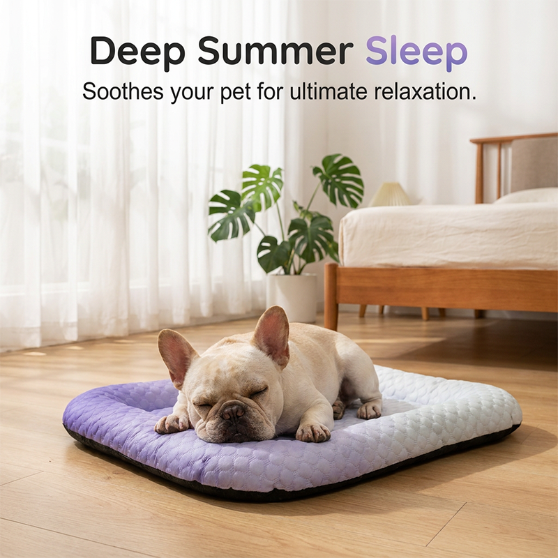 Tapis rafraîchissant pour chiens et chats - Coussin de couchage en soie glacée pour l'été aux couleurs dégradées, respirant et doux pour sols intérieurs, canapés et voyages en voiture, lavable, disponible en plusieurs tailles