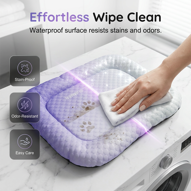 Tapis rafraîchissant pour chiens et chats - Coussin de couchage en soie glacée pour l'été aux couleurs dégradées, respirant et doux pour sols intérieurs, canapés et voyages en voiture, lavable, disponible en plusieurs tailles