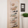 Organisateur de chaussures suspendu pour porte, jusqu'à 36 paires, métal robuste et stable, étagères inclinées antidérapantes pour talons, bottes et baskets, installation sans outils en quelques secondes, 3 coloris, 4-8-12 niveaux