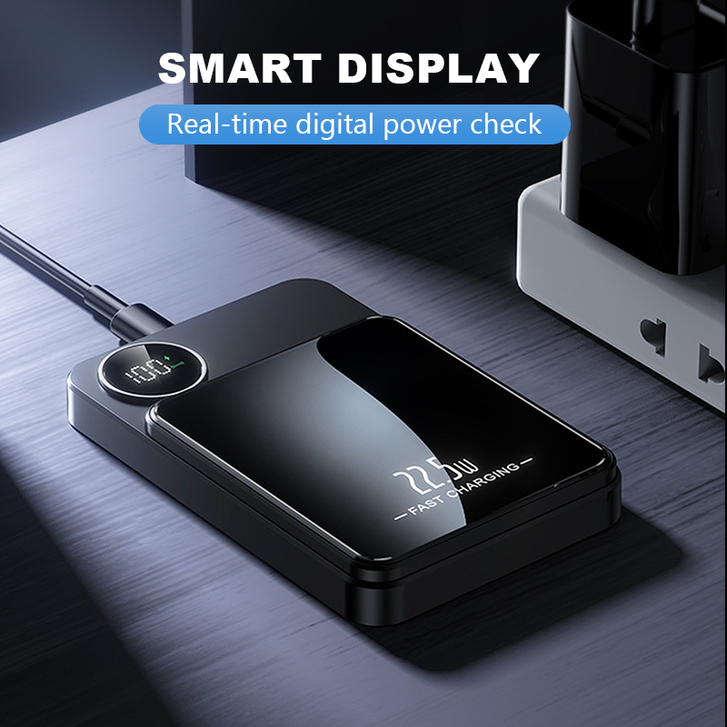 Batterie externe magnétique 22,5 W, mince, charge 3 appareils à la fois