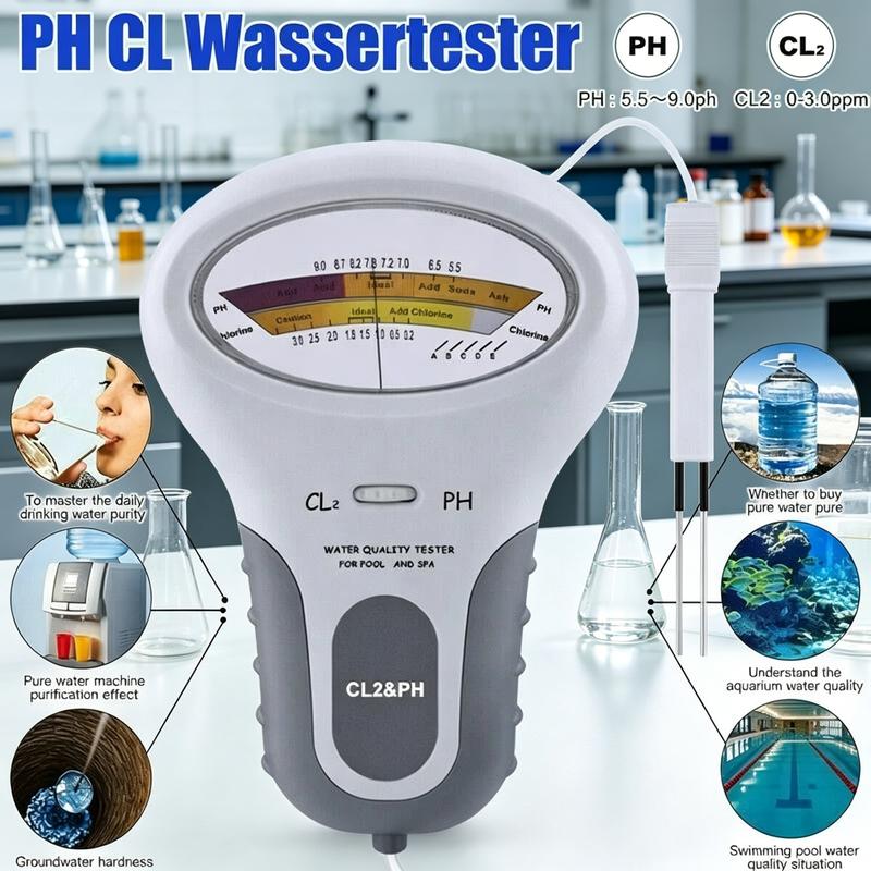 RÉDUCTION Testeur 2-en-1 pH & Chlore Mesures précises pour eau cristalline Idéal pour piscine ou spa rapide, fiable et facile à utiliser