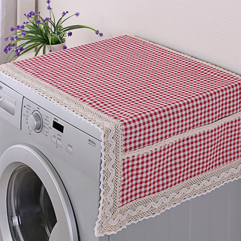 FR Housse de protection en coton et lin pour réfrigérateur, avec poches