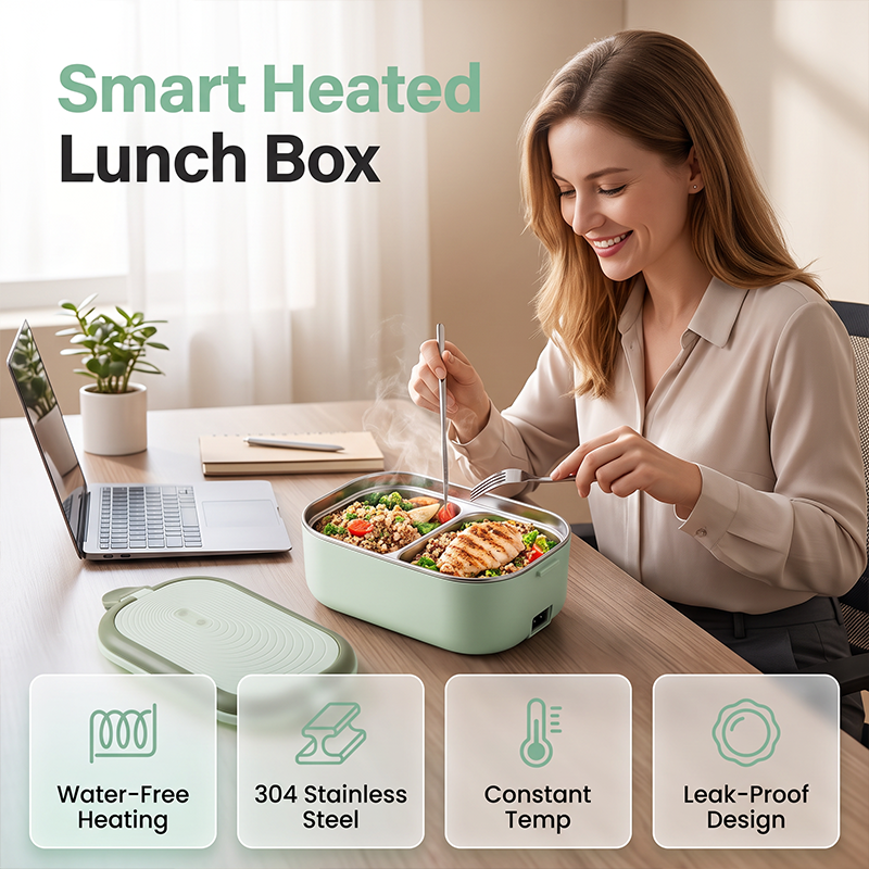Lunch box électrique portable Chauffe rapide sans vapeur, branchez et dégustez, idéale pour le travail, l'université ou les chantiers