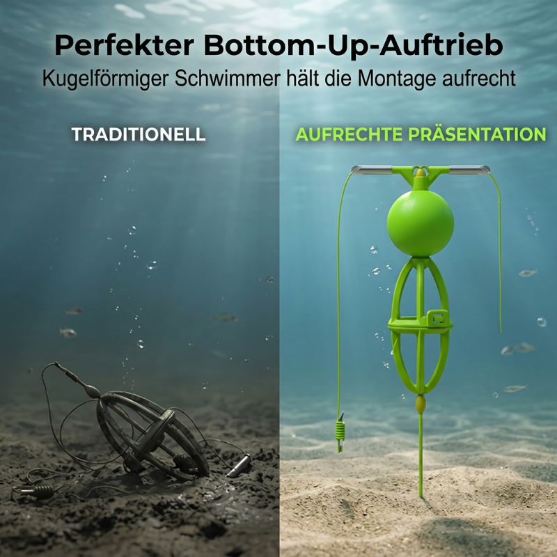 Réduction Fini les démêlages en plein lancer Panier d'amorce Bottom-Up anti-emmêlement Base lestée, reste bien droit, nuage d'amorce en 3 secondes