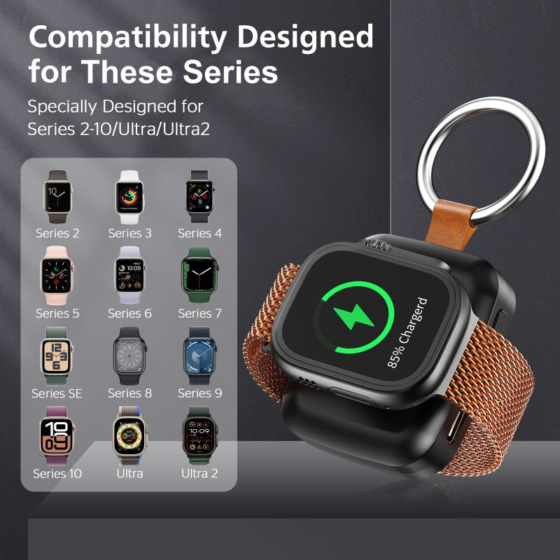 Portable keychain charger for smartwatches