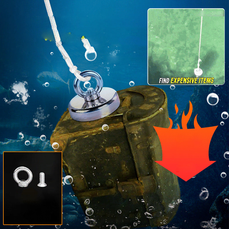KIT DE RÉCUPÉRATION Aimant de sauvetage pour eaux profondes. Grande puissance de traction, résistant à la rouille et durable. Idéal pour la chasse au trésor et la récupération sous-marine.