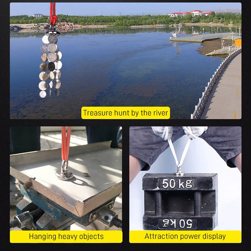 KIT DE RÉCUPÉRATION Aimant de sauvetage pour eaux profondes. Grande puissance de traction, résistant à la rouille et durable. Idéal pour la chasse au trésor et la récupération sous-marine.