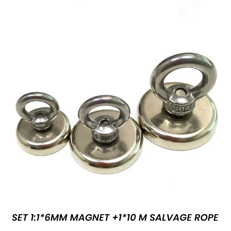 KIT DE RÉCUPÉRATION Aimant de sauvetage pour eaux profondes. Grande puissance de traction, résistant à la rouille et durable. Idéal pour la chasse au trésor et la récupération sous-marine.