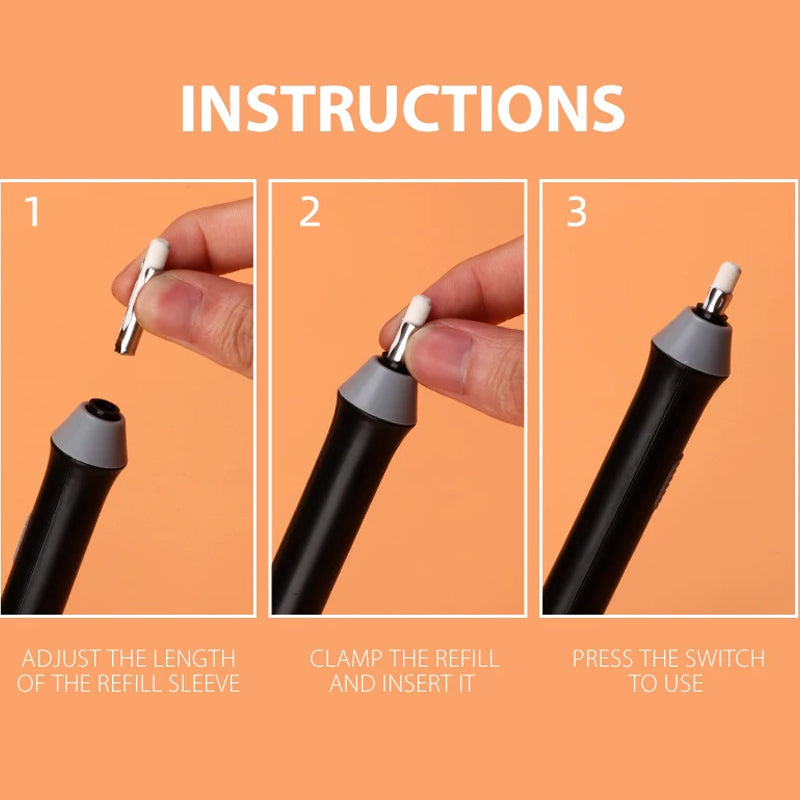 DE RÉDUCTION Stylo-gomme à piles avec deux tailles