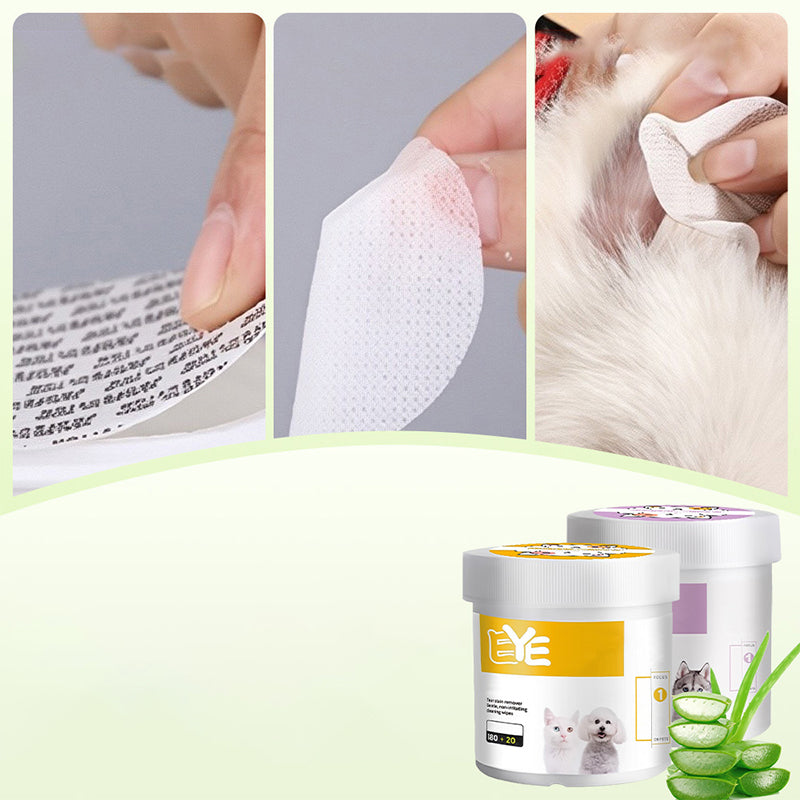 1 acheté 1 offert Lingettes nettoyantes yeux et oreilles à base de plantes, sans parfum, nettoient en douceur les yeux et les oreilles de votre compagnon à quatre pattes
