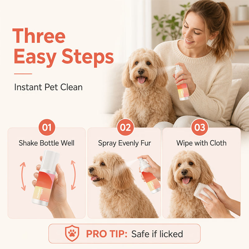 Nettoyant doux à l'eau ionisée en spray pour animaux de compagnie