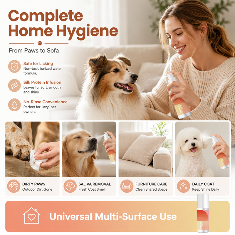 Nettoyant doux à l'eau ionisée en spray pour animaux de compagnie