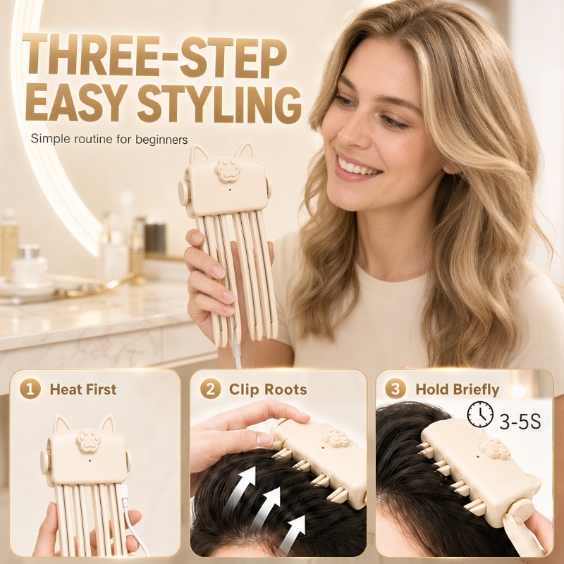 Wireless Heated Volumizing Hair Iron for Roots, Portable Travel Hair Styling Tool for Fine Flat Hair