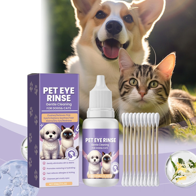 Solution de rinçage douce pour les yeux des chiens et des chats, sans alcool, élimine les impuretés, 150 ml