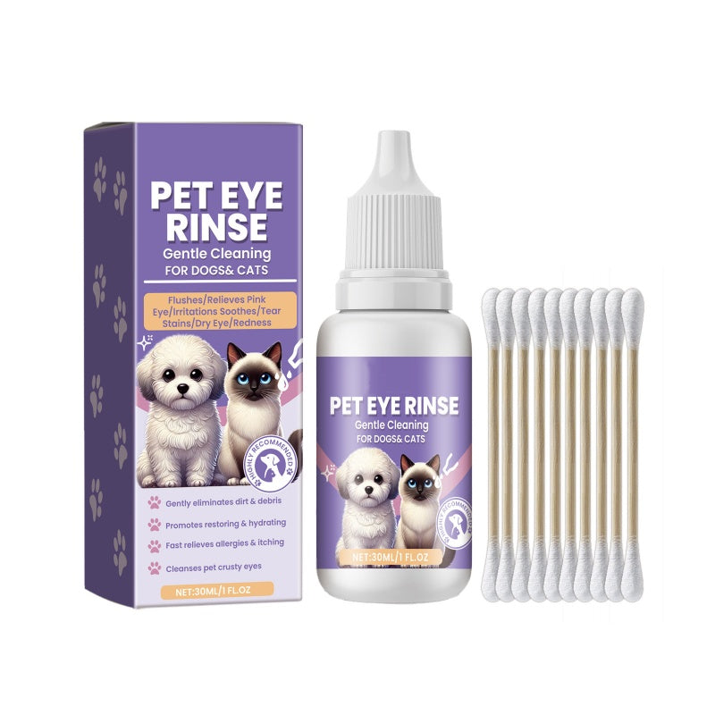 Solution de rinçage douce pour les yeux des chiens et des chats, sans alcool, élimine les impuretés, 150 ml
