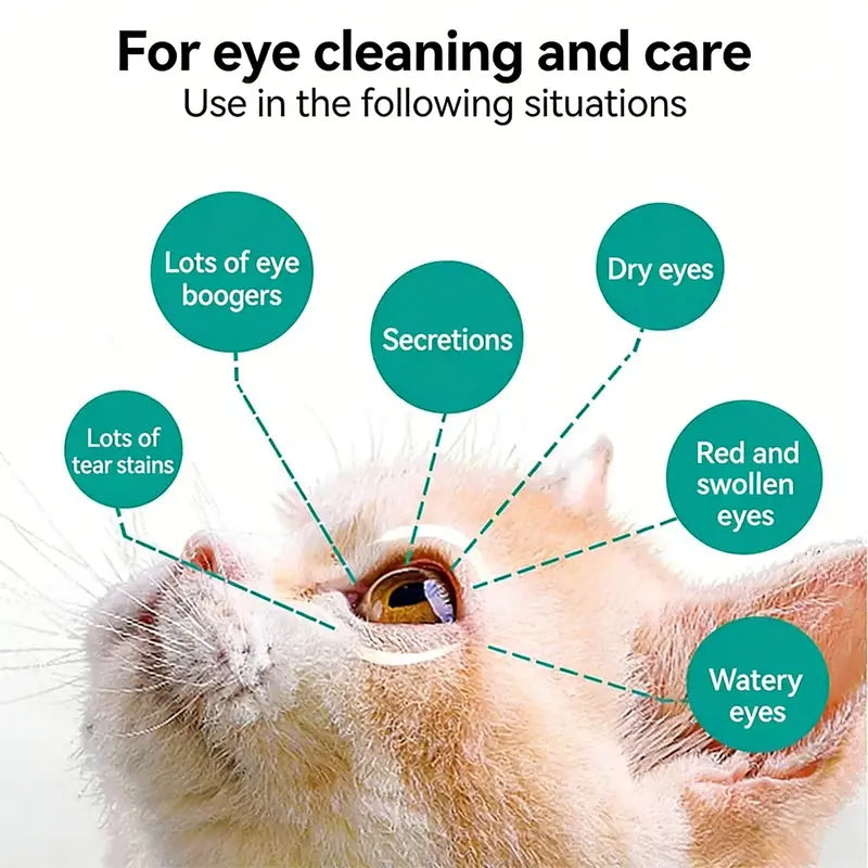 Solution de rinçage douce pour les yeux des chiens et des chats, sans alcool, élimine les impuretés, 150 ml