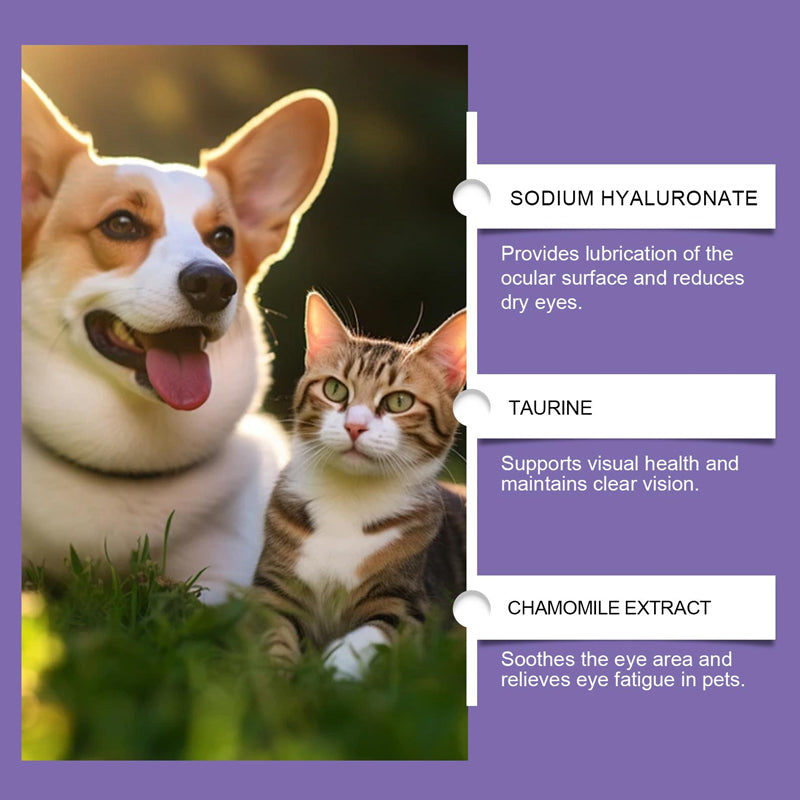 Solution de rinçage douce pour les yeux des chiens et des chats, sans alcool, élimine les impuretés, 150 ml