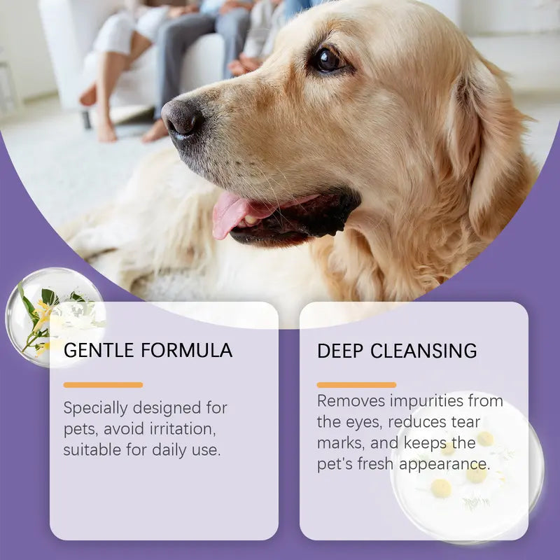 Solution de rinçage douce pour les yeux des chiens et des chats, sans alcool, élimine les impuretés, 150 ml