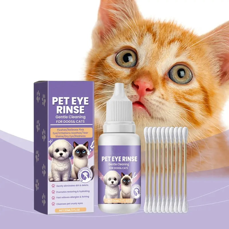Solution de rinçage douce pour les yeux des chiens et des chats, sans alcool, élimine les impuretés, 150 ml
