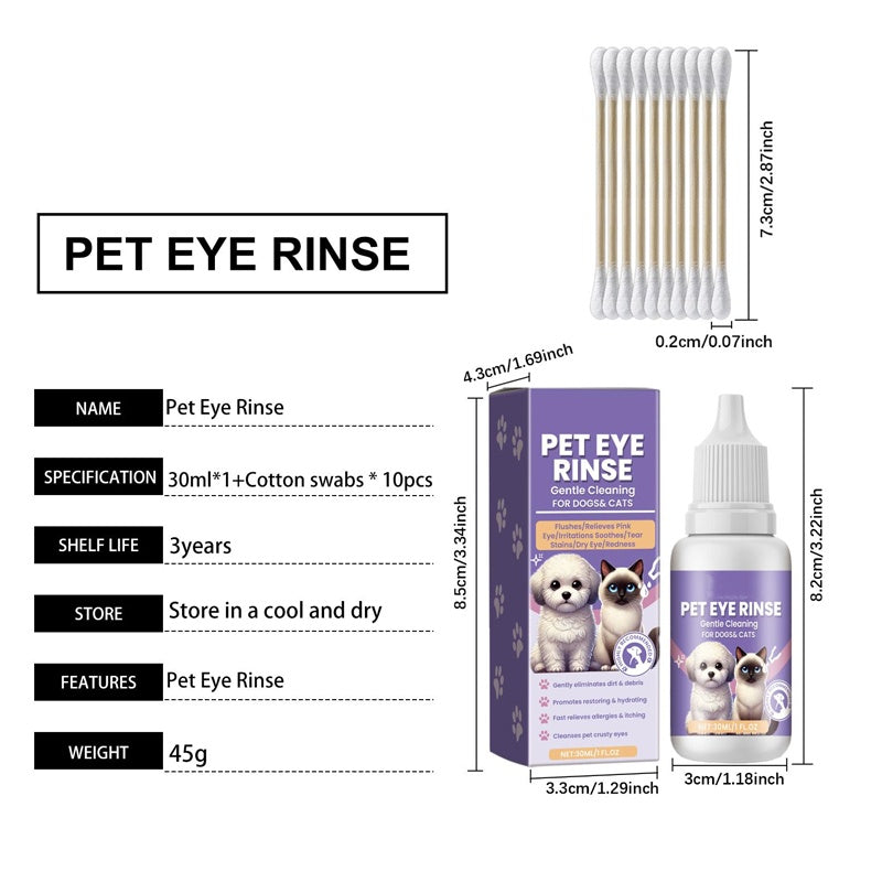 Solution de rinçage douce pour les yeux des chiens et des chats, sans alcool, élimine les impuretés, 150 ml