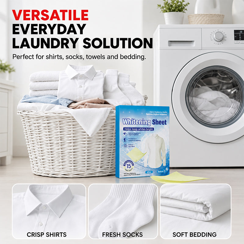 Whitening sheets for laundry, to eliminate yellowing