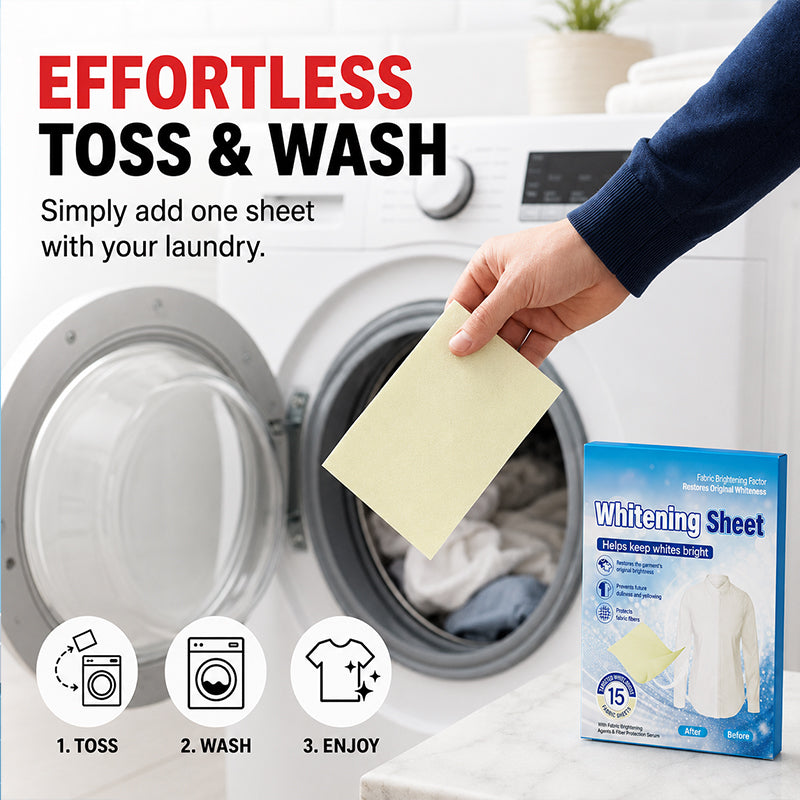 Whitening sheets for laundry, to eliminate yellowing