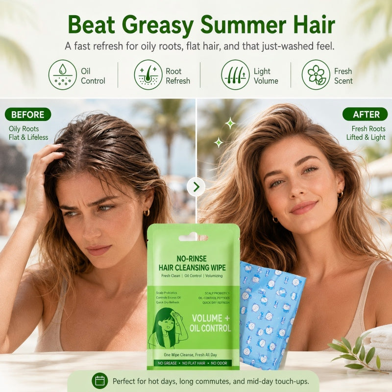 Lingettes nettoyantes pour cheveux sans rinçage, portables