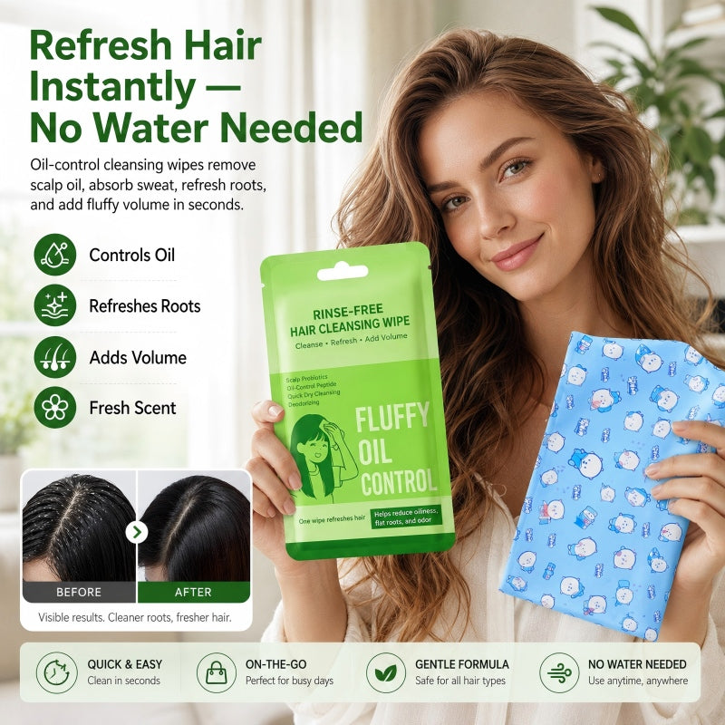 Lingettes nettoyantes pour cheveux sans rinçage, portables