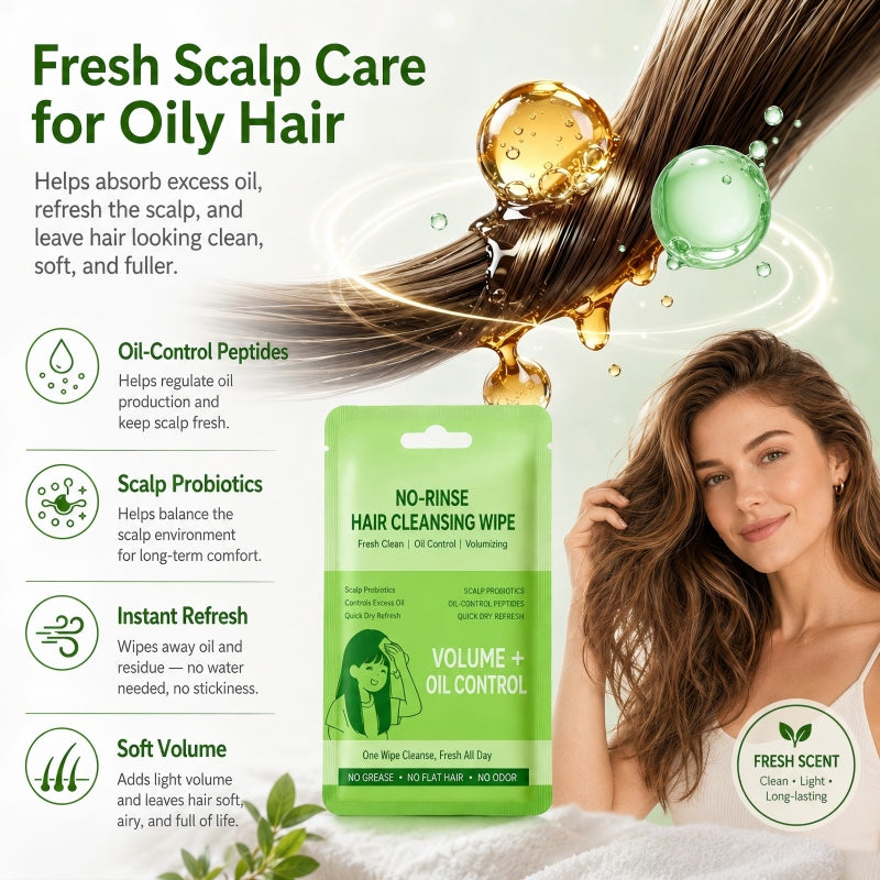 Lingettes nettoyantes pour cheveux sans rinçage, portables