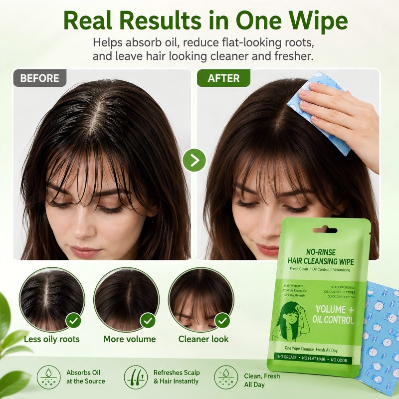 Lingettes nettoyantes pour cheveux sans rinçage, portables
