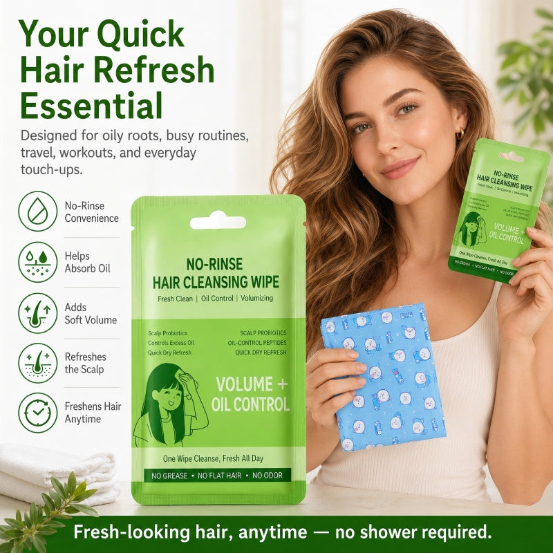 Lingettes nettoyantes pour cheveux sans rinçage, portables