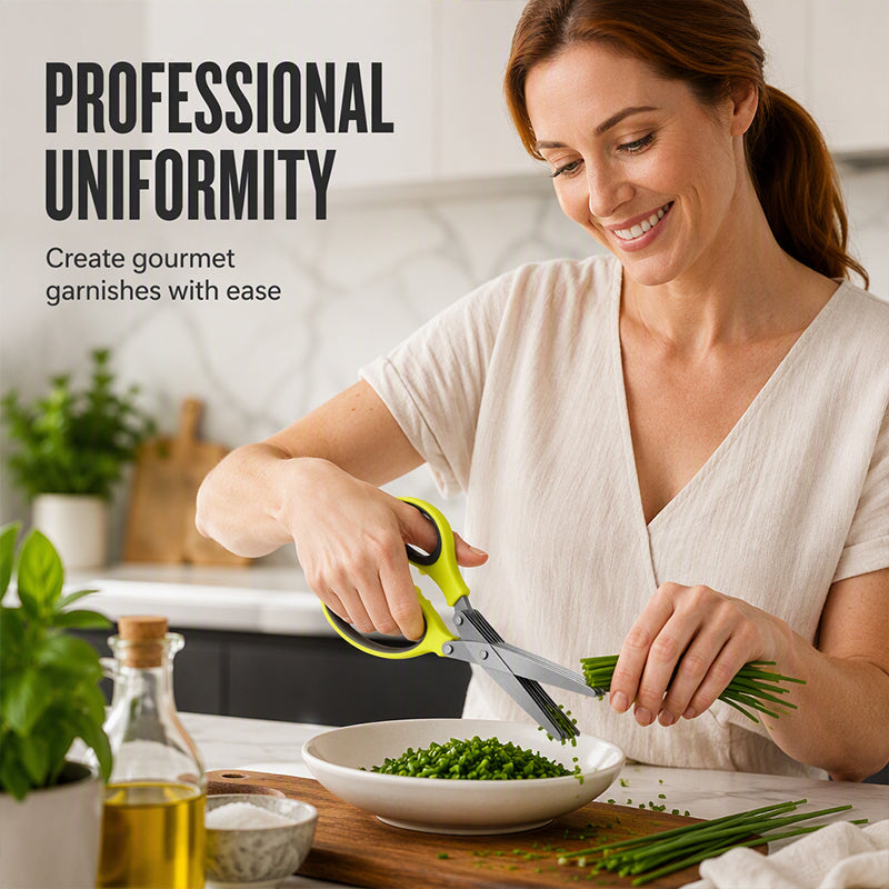 Ciseaux de cuisine en acier inoxydable multicouche Coupe-herbes 5 lames avec manche ergonomique Idéal pour les herbes aromatiques, les oignons verts et les garnitures fraîches