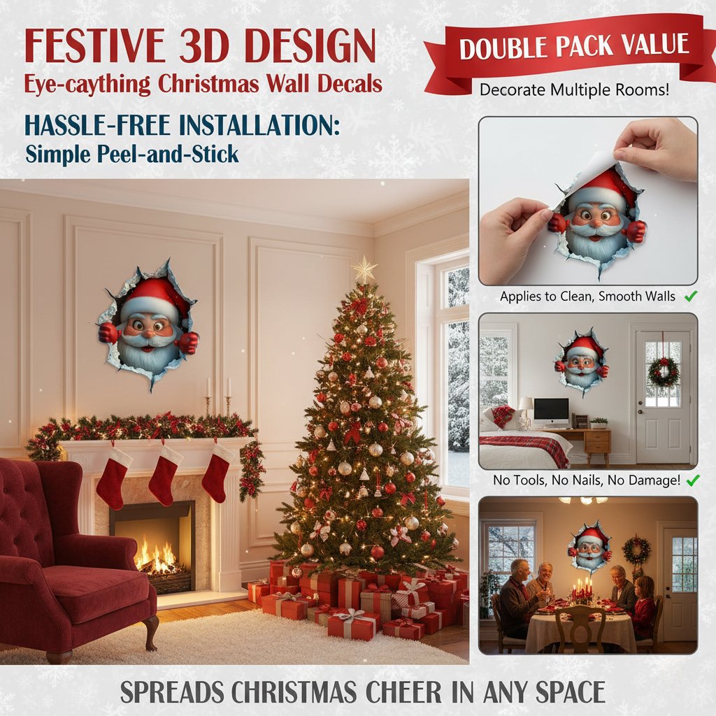 3D Christmas Eve Surprise Wall Decals