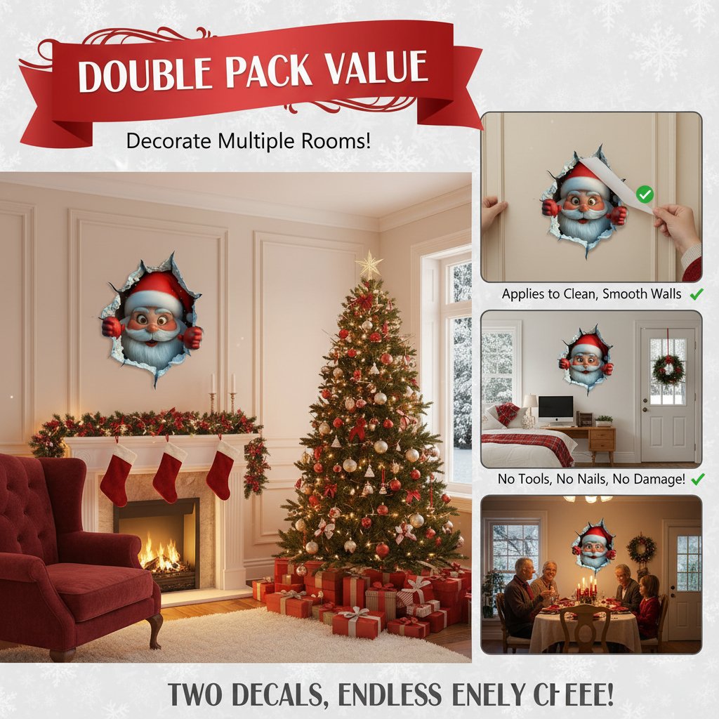 3D Christmas Eve Surprise Wall Decals