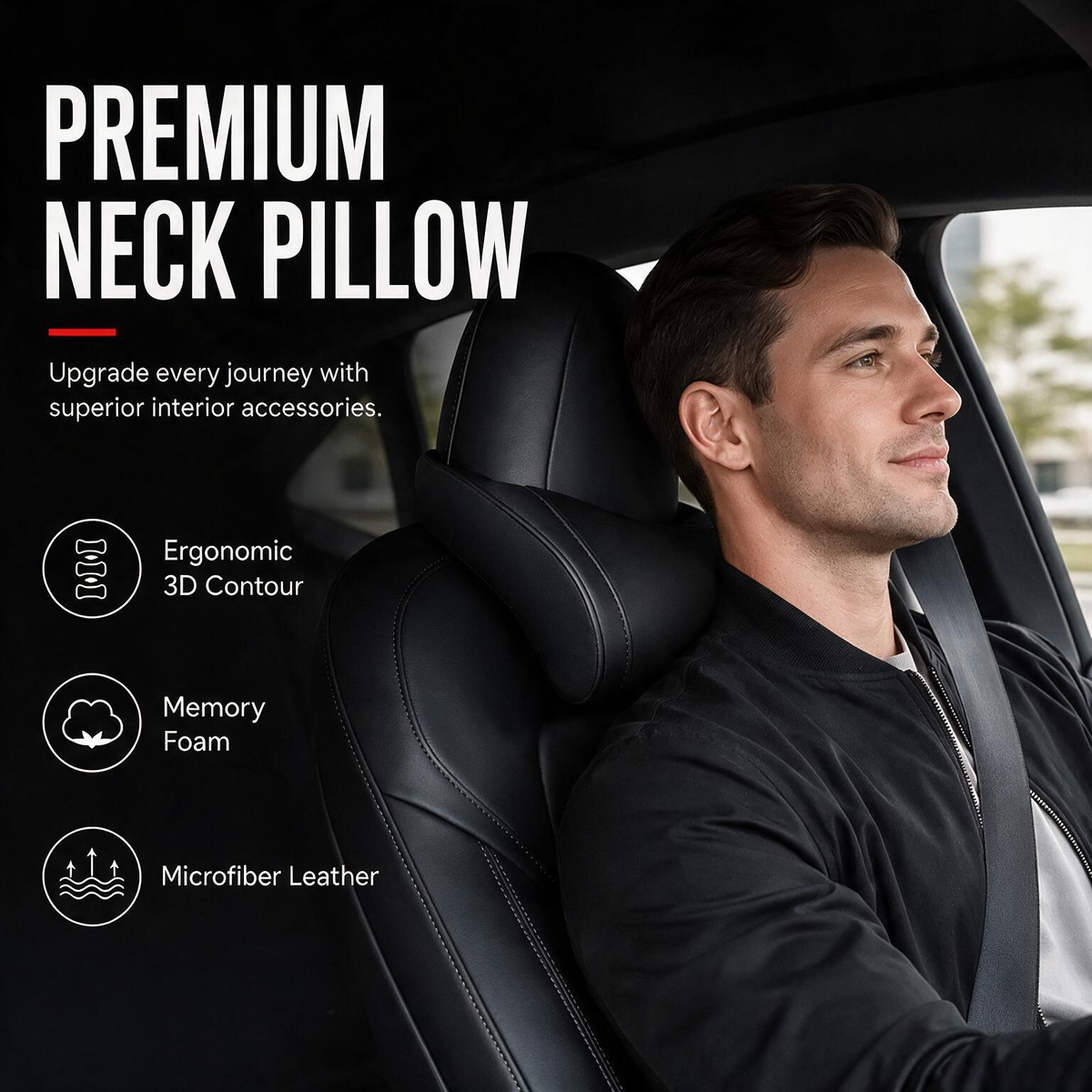 Oreiller de voiture ergonomique en mousse à mémoire de forme pour appuie-tête