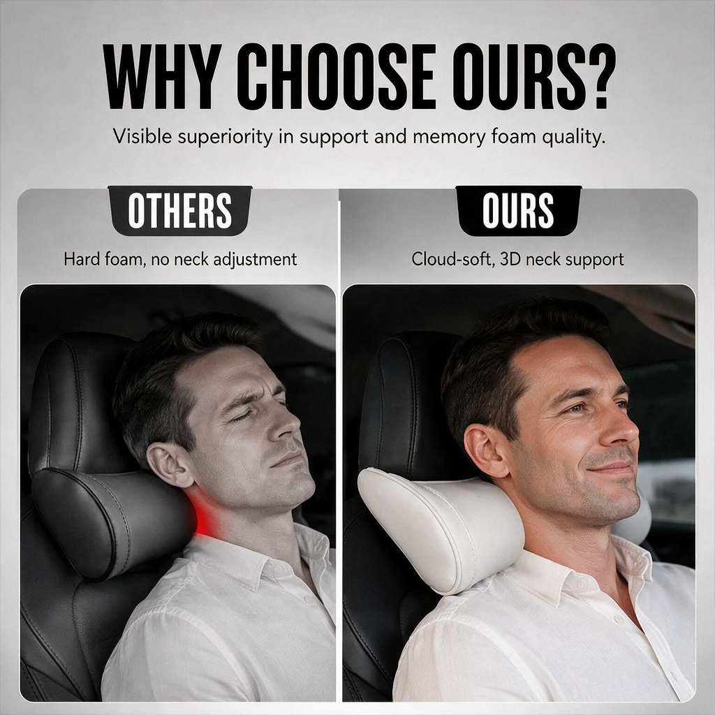 Oreiller de voiture ergonomique en mousse à mémoire de forme pour appuie-tête