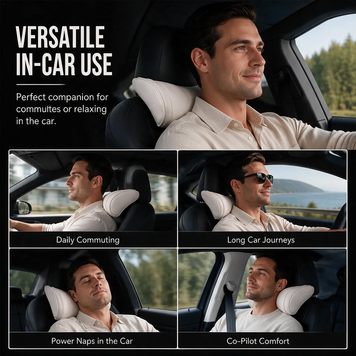 Oreiller de voiture ergonomique en mousse à mémoire de forme pour appuie-tête