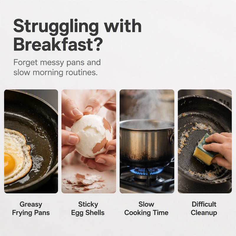 RÉDUCTION POUR UNE DURÉE LIMITÉE Cuiseur à œufs pour micro-ondes double compartiment Cuisson rapide sans huile, en PP de qualité alimentaire et polyvalent. Idéal pour les matins pressés : un petit-déjeuner sain en quelques minutes