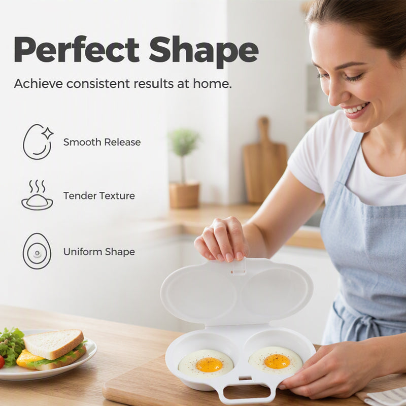 RÉDUCTION POUR UNE DURÉE LIMITÉE Cuiseur à œufs pour micro-ondes double compartiment Cuisson rapide sans huile, en PP de qualité alimentaire et polyvalent. Idéal pour les matins pressés : un petit-déjeuner sain en quelques minutes