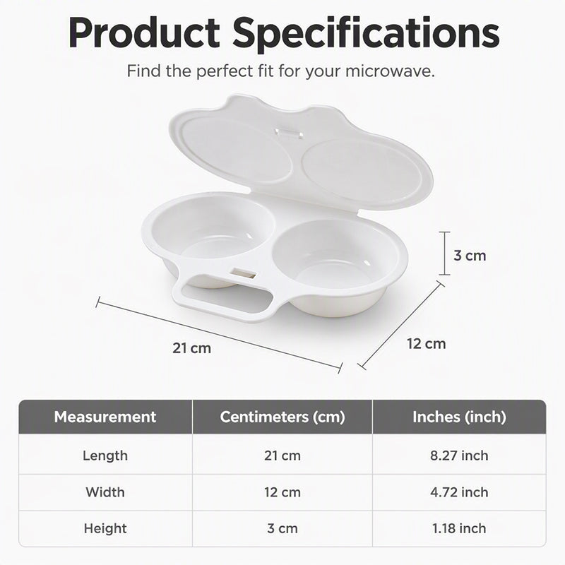 RÉDUCTION POUR UNE DURÉE LIMITÉE Cuiseur à œufs pour micro-ondes double compartiment Cuisson rapide sans huile, en PP de qualité alimentaire et polyvalent. Idéal pour les matins pressés : un petit-déjeuner sain en quelques minutes