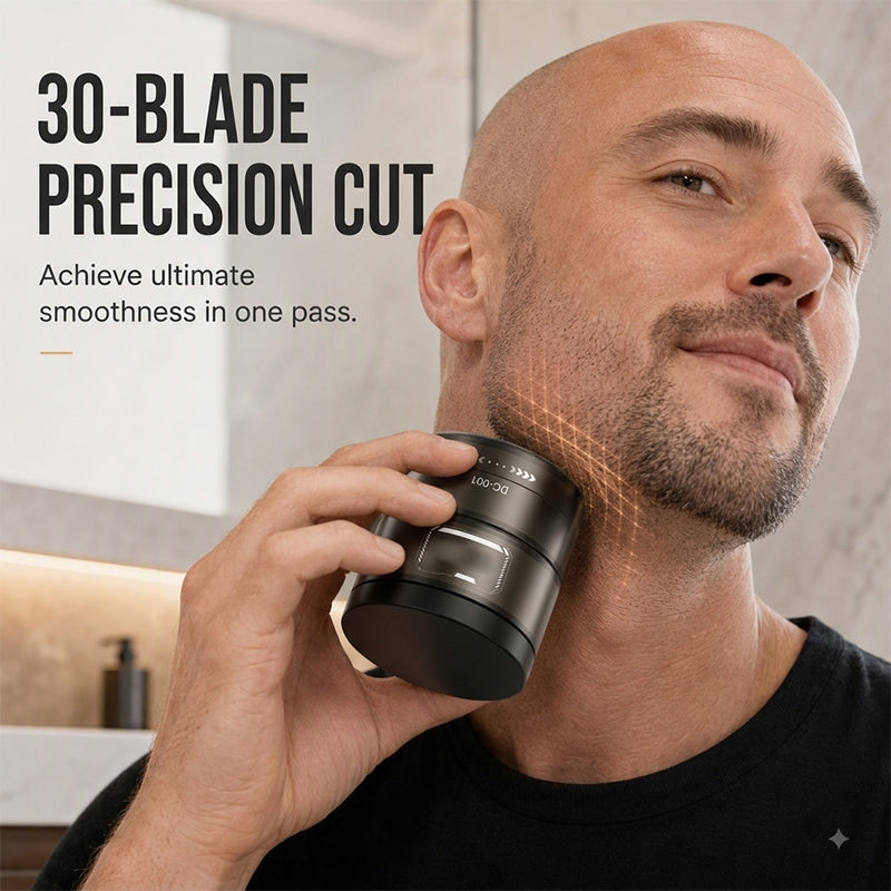 Tondeuse électrique 2-en-1 pour Crâne, Rasage et Barbe, 30 Lames de Précision, Confort Flottant à 360° & Affichage Digital.