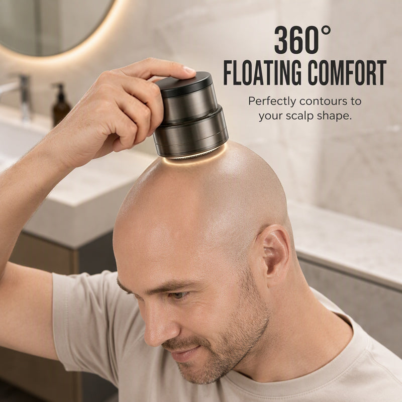 Tondeuse électrique 2-en-1 pour Crâne, Rasage et Barbe, 30 Lames de Précision, Confort Flottant à 360° & Affichage Digital.