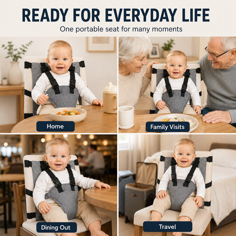 Portable high chair safety strap for babies