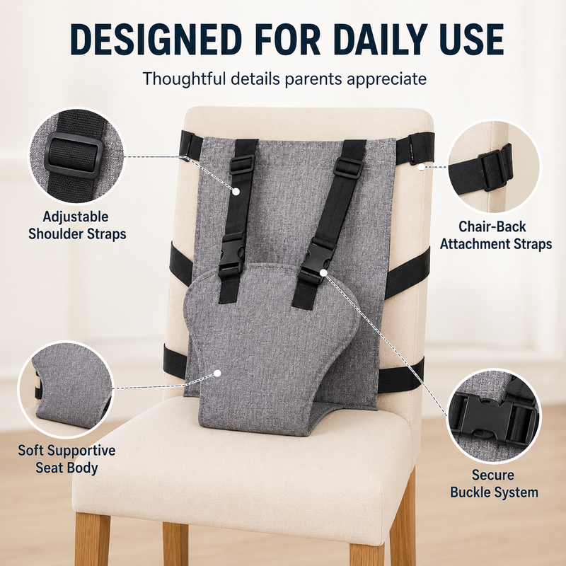 Portable high chair safety strap for babies