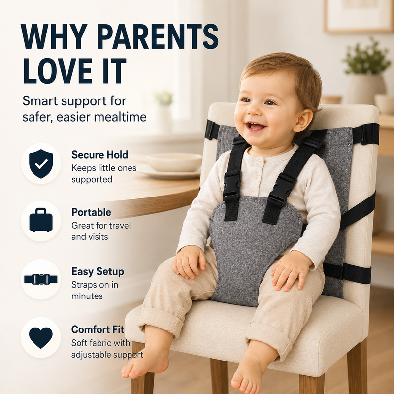 Portable high chair safety strap for babies
