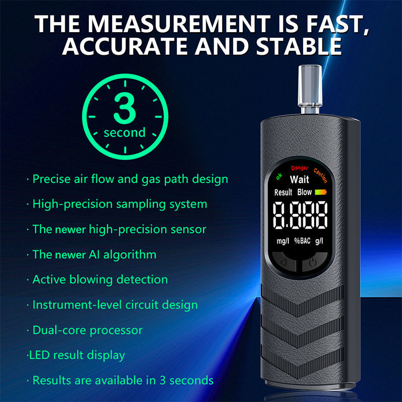 Éthylotest rechargeable avec écran LCD et message vocal