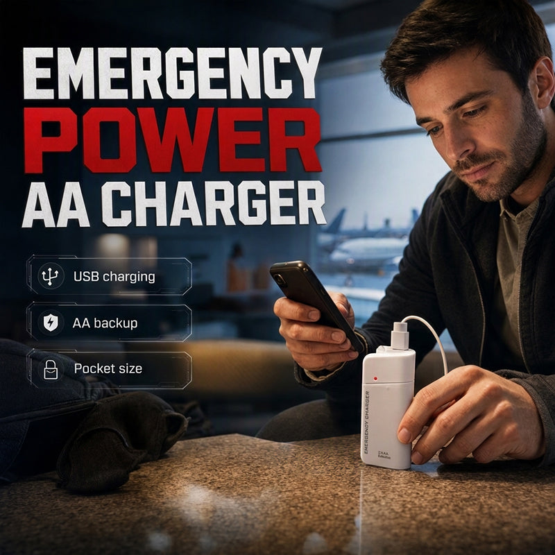 Chargeur portable d'urgence pour téléphone, batterie externe alimentée par piles AA avec lampe torche LED