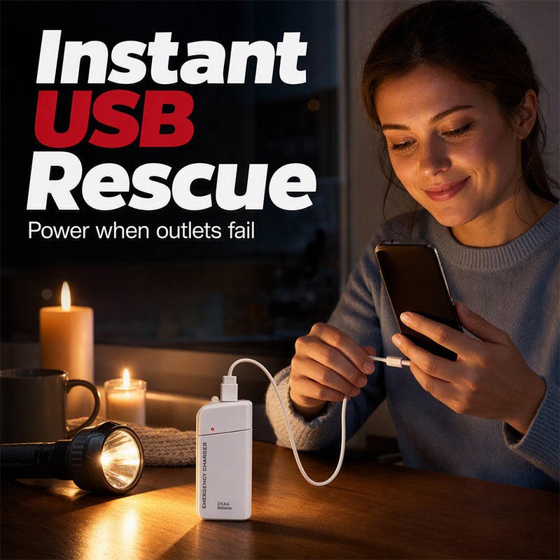 Chargeur portable d'urgence pour téléphone, batterie externe alimentée par piles AA avec lampe torche LED