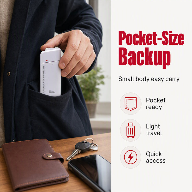 Chargeur portable d'urgence pour téléphone, batterie externe alimentée par piles AA avec lampe torche LED