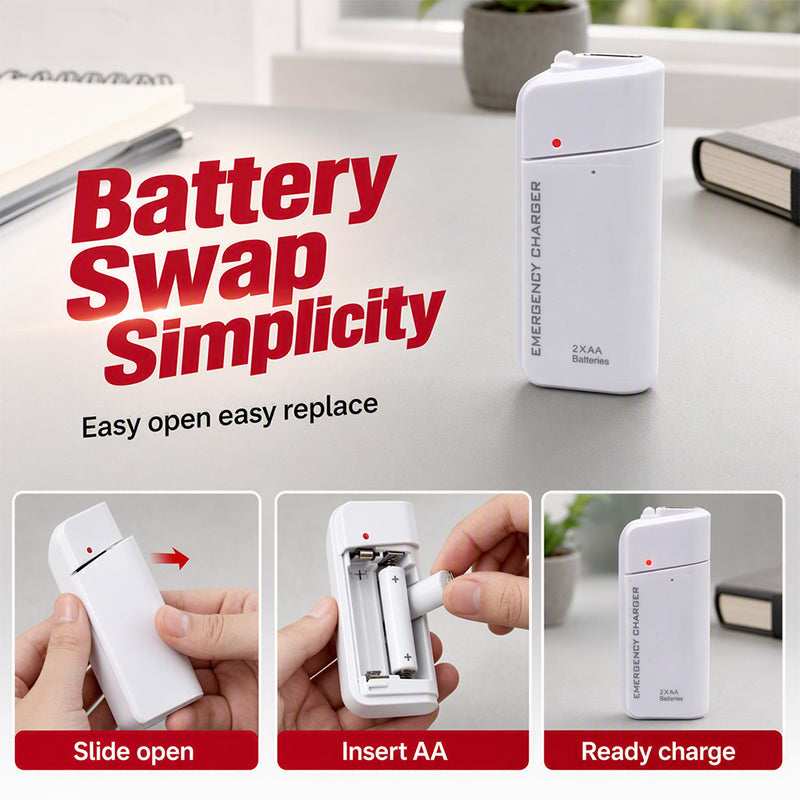Chargeur portable d'urgence pour téléphone, batterie externe alimentée par piles AA avec lampe torche LED